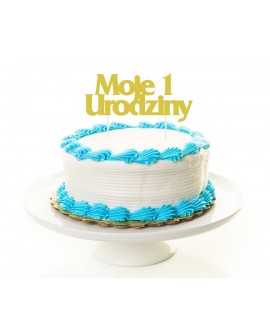 Topper MOJE 1 URODZINY ZŁOTY brokatowy Ozdoba na tort
