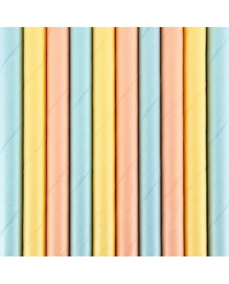 Słomki papierowe 10 szt. CZARNE PASKI