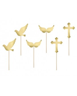 cake topper PartyDeco gold 6 pcs