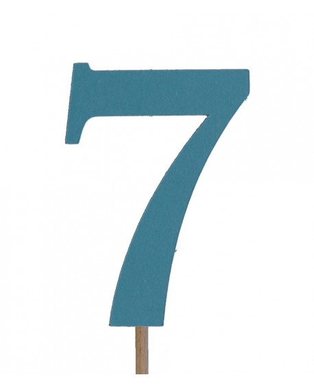 cake topper AvoDeco light blue digit to choose from 0-9 6,5 cm + 18 cm stick