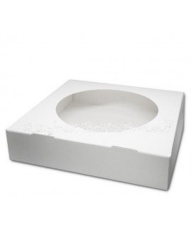 krabica na tartu s okienkom Lamipak biela 27 x 27 x 6 cm 5 ks