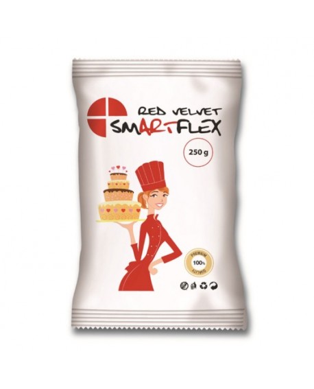 Masa cukrowa Smartflex Velvet CZERWONA 0,7 kg WANILIOWA do
