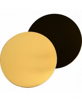 Podkład pod tort DWUSTRONNY 34 cm czarno-złoty GŁADKI BRZEG