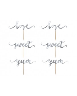 Pikery Toppery LOVE srebrne 6 szt.