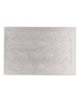 Podložka pod tortu 12 mm PEVNÝ obdĺžnikový 30x40 cm STRIEBORNÝ Decora