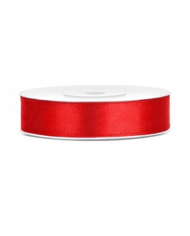 szatén szalag PartyDeco piros 12 mm