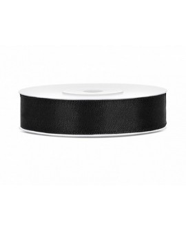 Wstążka satynowa 12mm CZARNA 25m