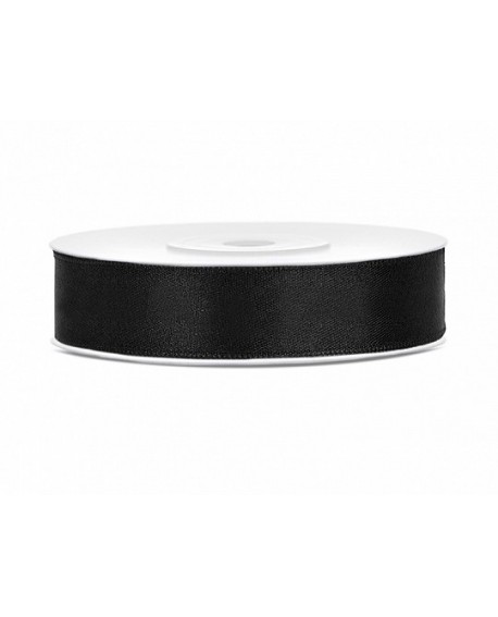 атласная лента PartyDeco чёрная 12 mm