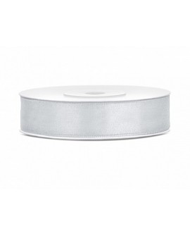Wstążka satynowa 12mm SREBRNA 25m