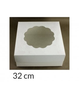 Krabica na tortu 32x32x14 cm Białe krabica z oknem