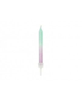 Świeczki urodzinowe ombre PartyDeco Mermaid, 20 szt.