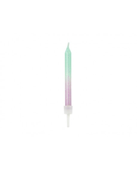 Świeczki urodzinowe ombre PartyDeco Mermaid, 20 szt.