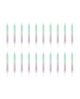 Świeczki urodzinowe ombre PartyDeco Mermaid, 20 szt.