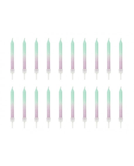 Świeczki urodzinowe ombre PartyDeco Mermaid, 20 szt.