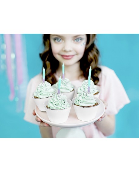 Świeczki urodzinowe ombre PartyDeco Mermaid, 20 szt.