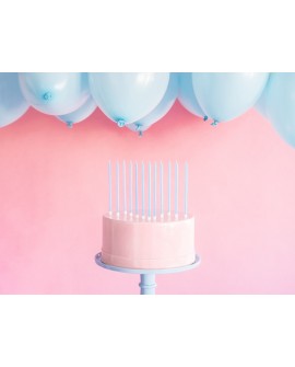 Świeczki urodzinowe długie PartyDeco, jasny niebieski, 12 szt.