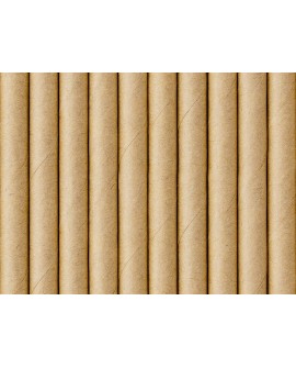 Słomki papierowe PartyDeco, naturalny kraft, 10 szt.