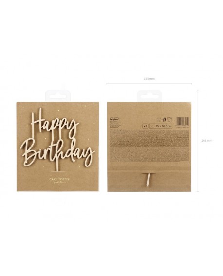 Happy Birthday" Natürlicher Tortenaufleger aus Holz