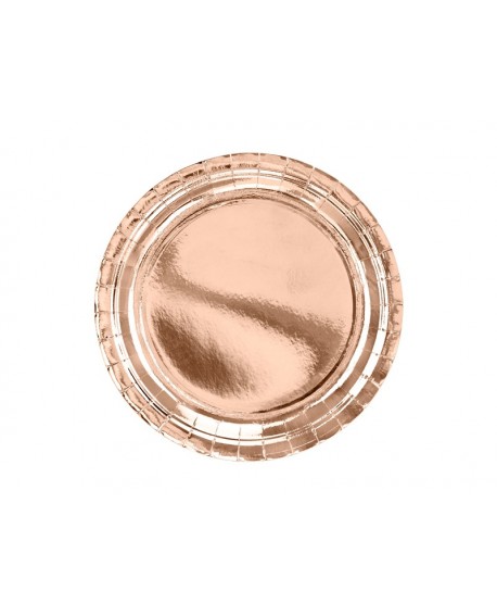 6 Teller in Roségold, 23 cm