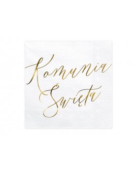 Serwetki Komunia Święta 20 szt. Metaliczny Napis