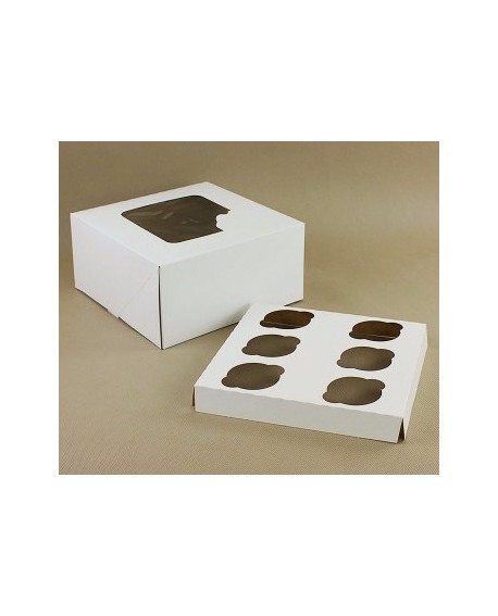 Verpackung für 6 Cupcakes, weiß, 22 x 22 cm, 10 Stück