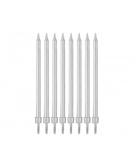 Birthday candles 8 pcs. SMOOTH SILVER