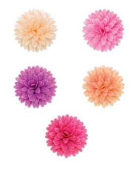 FLOWER FROM DOLLY Gänseblümchen Bommel MIX lila-rosa 12 Stück.