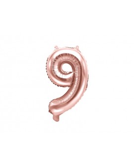 Folienballon 35 cm Rosa gold Ziffer 9