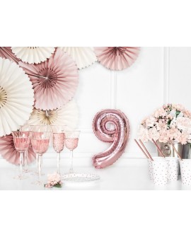 Folienballon 35 cm Rosa gold Ziffer 9