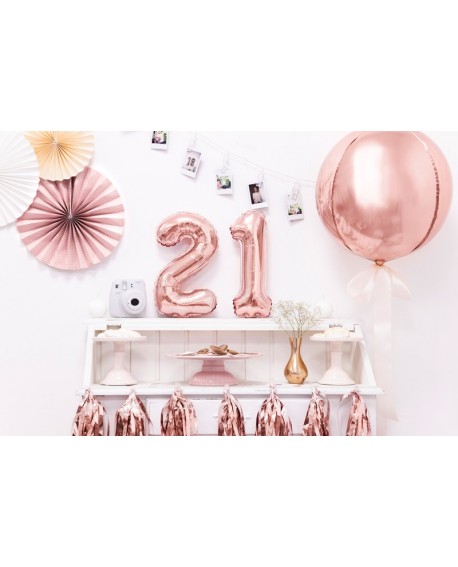 Balon foliowy 35 cm RÓŻOWE ZŁOTO Cyfra 2