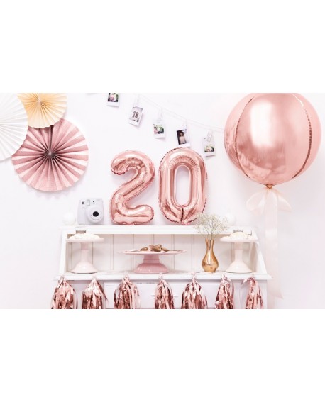 Balon foliowy 35 cm RÓŻOWE ZŁOTO Cyfra 2