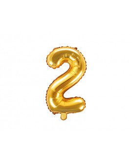 Balon foliowy 35 cm ZŁOTY Cyfra 2