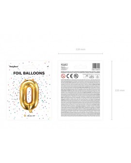 Balon foliowy 35 cm ZŁOTY Cyfra 0