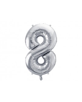 Balon foliowy XXL 86 cm SREBRNY Cyfra 8