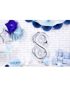 Folienballon XXL 86 cm SILBER Nummer 8