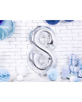 Folienballon XXL 86 cm SILBER Nummer 8
