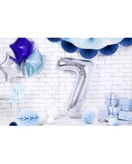 XXL-Folienballon 86 cm SILBER Zahl 7