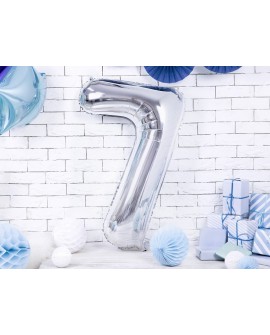 XXL fóliový balónek 86 cm STŘÍBRNÝ Číslo 7