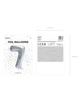 Balon foliowy XXL 86 cm SREBRNY Cyfra 7