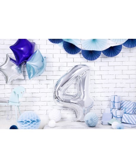Balon foliowy XXL 86 cm SREBRNY Cyfra 4
