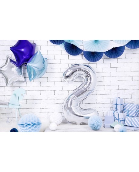 Balon foliowy XXL 86 cm SREBRNY Cyfra 2