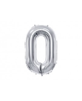 XXL-Folienballon 86 cm SILBER Zahl 0