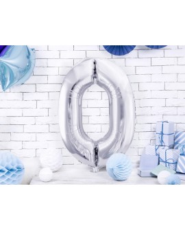 Folienballon XXL 86 cm SILBER Nummer 0