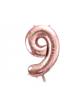 Balon foliowy XXL 86 cm RÓŻOWE ZŁOTO Cyfra 9