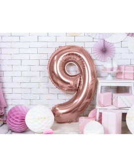 Balon foliowy XXL 86 cm RÓŻOWE ZŁOTO Cyfra 9
