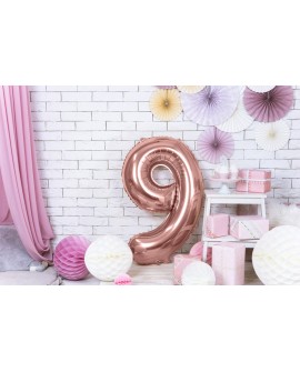 Balon foliowy XXL 86 cm RÓŻOWE ZŁOTO Cyfra 9