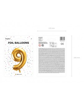 Balon foliowy XXL 86 cm ZŁOTY Cyfra 9