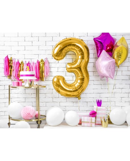 Balon foliowy XXL 86 cm ZŁOTY Cyfra 3