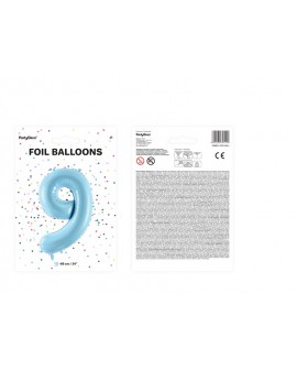 Balon foliowy XXL 86 cm BŁĘKITNY Cyfra 9