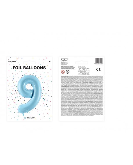 XXL-Folienballon 86 cm BLAU Nummer 9